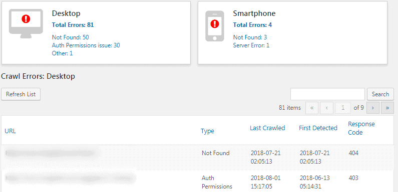 Crawl error Crawl error rank math seo