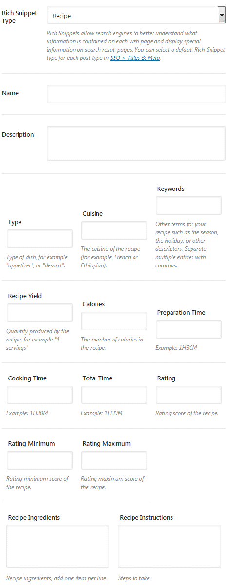 Recepie snippet Recepie snippet rank math seo