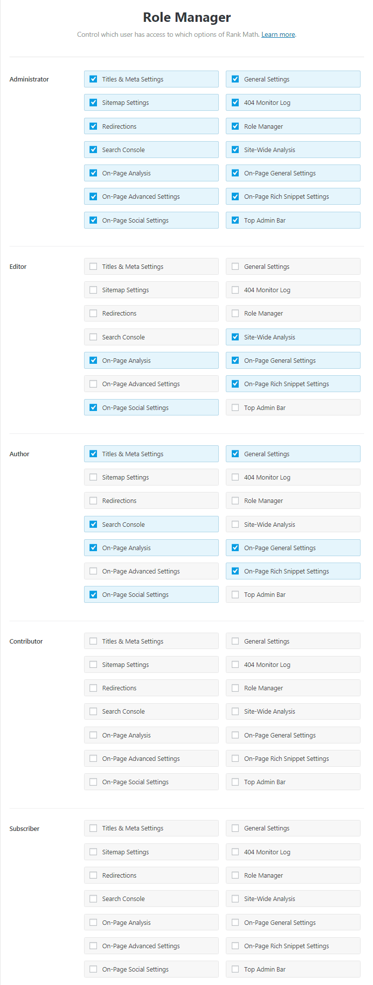 Rank Math SEO Plugin Role Manager Setting Rank Math SEO Plugin Role Manager Setting rank math seo