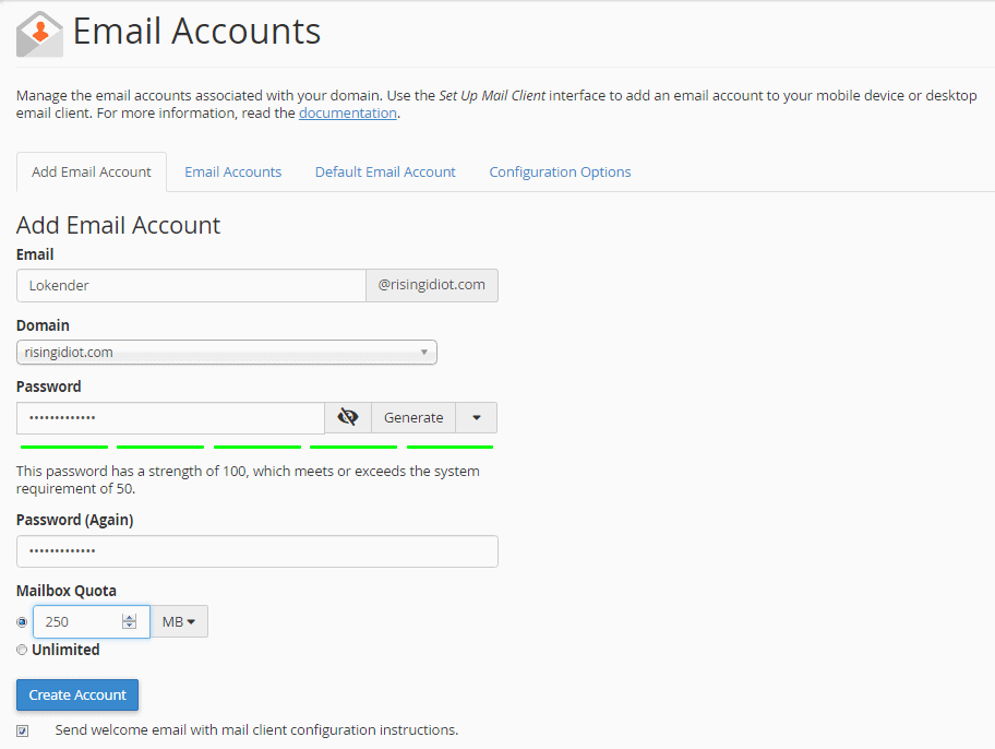 Create new email account Create new email account custom domain email