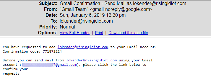 Gmail Confirmation Gmail Confirmation custom domain email