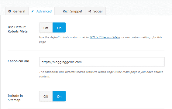 SEO Canonical URL settings wordpress seo