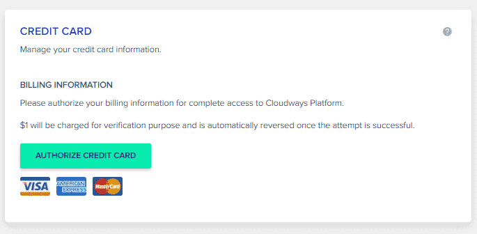 authorize payment option in cloudways