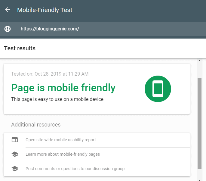 Mobile friendly test on-page seo