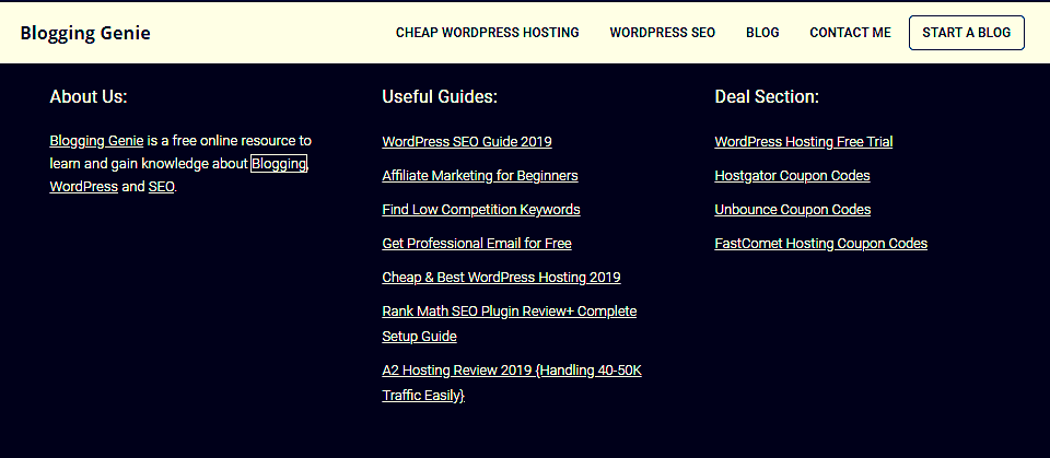 Header and Footer menu