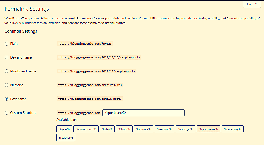 On-Page SEO- Permalink Setting
