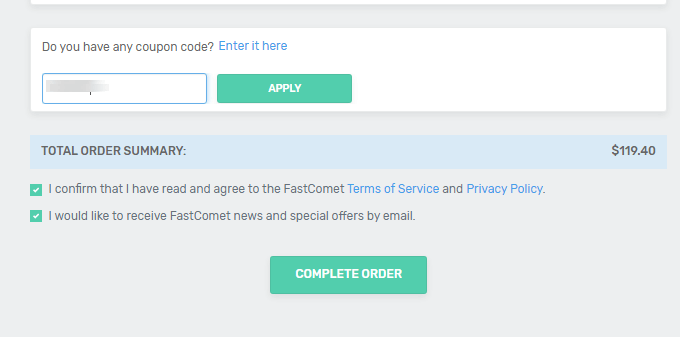 Fastcomet enter coupon FastComet coupon