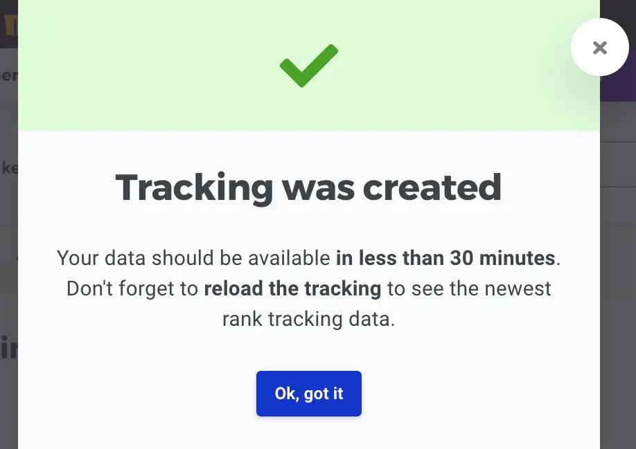 SERPWatcher rank tracking started SERPWatcher rank tracking started serp tracking tools