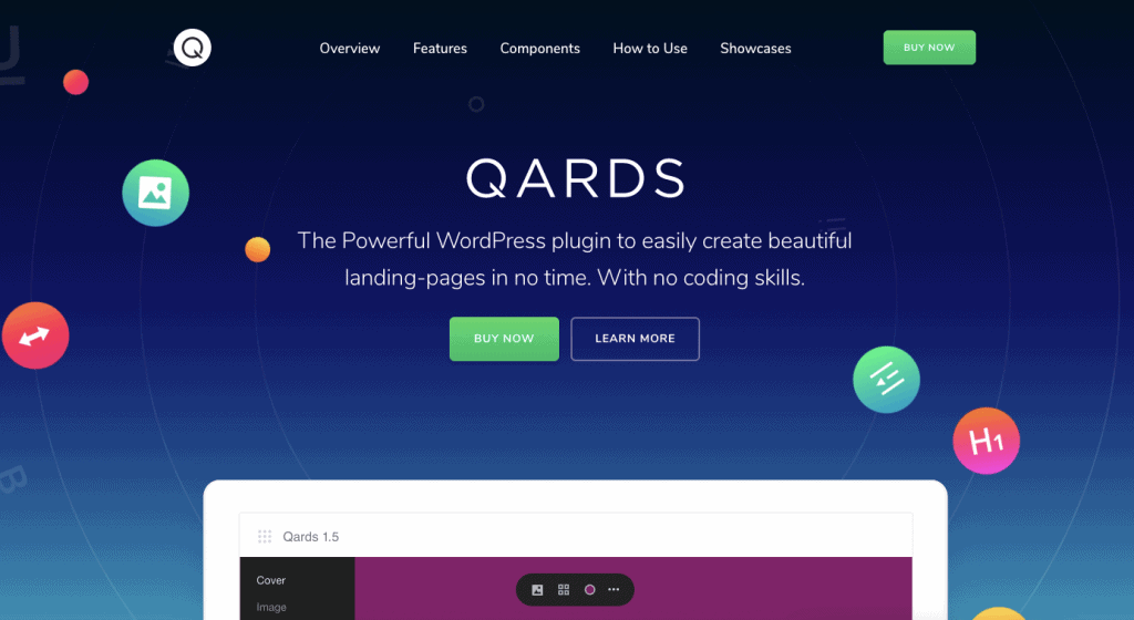 Qards Page Builder 1 Qards Page Builder 1 WordPress Landing Page Plugins