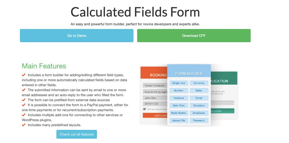 Calculated Field Forms Calculated Field Forms WordPress Order Form Plugin