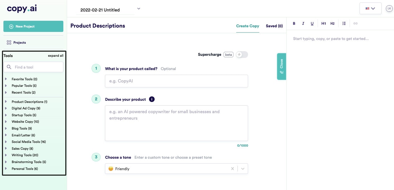 Copy.ai 90 templates Copy.ai 90 templates copywriting software