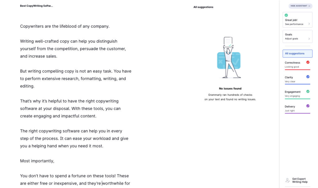 Grammarly dashboard Grammarly dashboard copywriting software