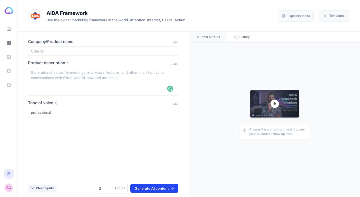 Jasper.ai AIDA framework Jasper.ai AIDA framework copywriting software