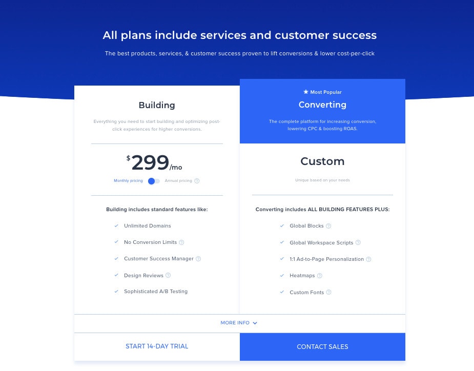 Instapage plans Instapage plans