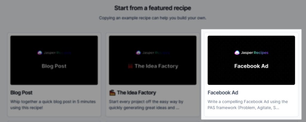 Jasper ai facebook ads recepie 1 Jasper ai facebook ads recepie 1 jasper ai review