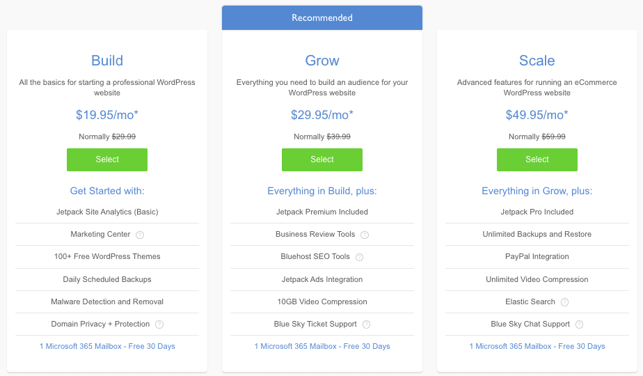 BlueHost Managed WordPress Hosting Price BlueHost Managed WordPress Hosting Pricing