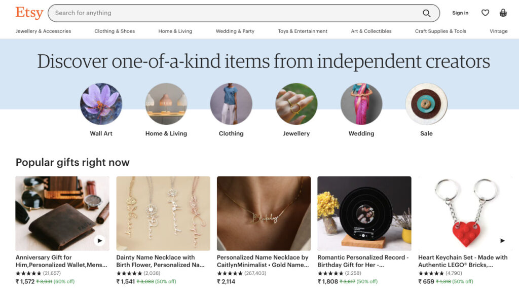 Etsy Etsy platforms to sell digital products
