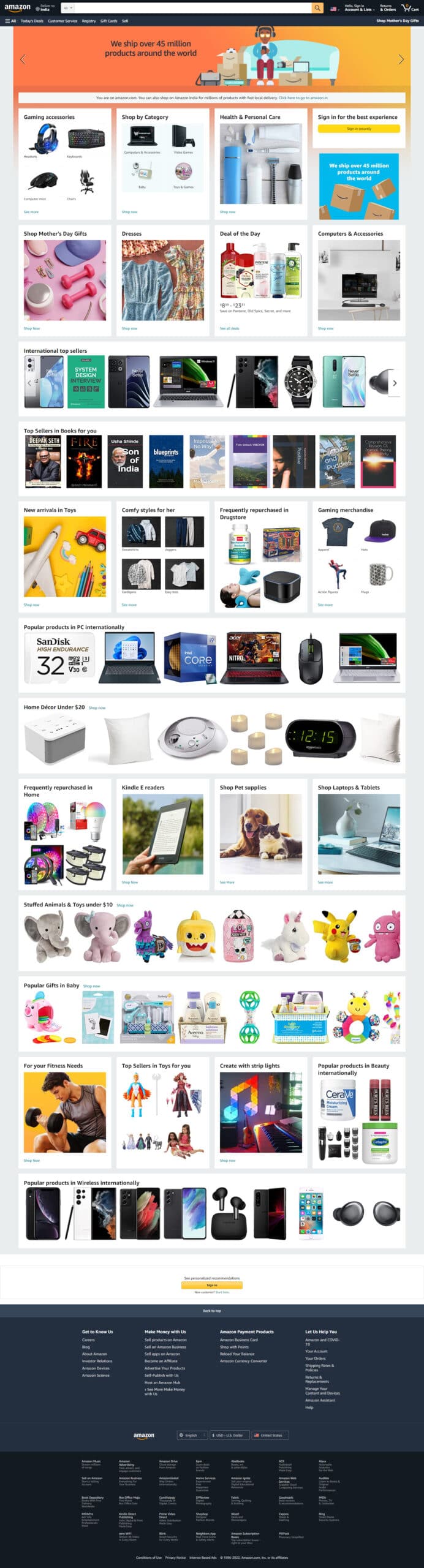 Amazon scaled Amazon scaled landing page vs homepage