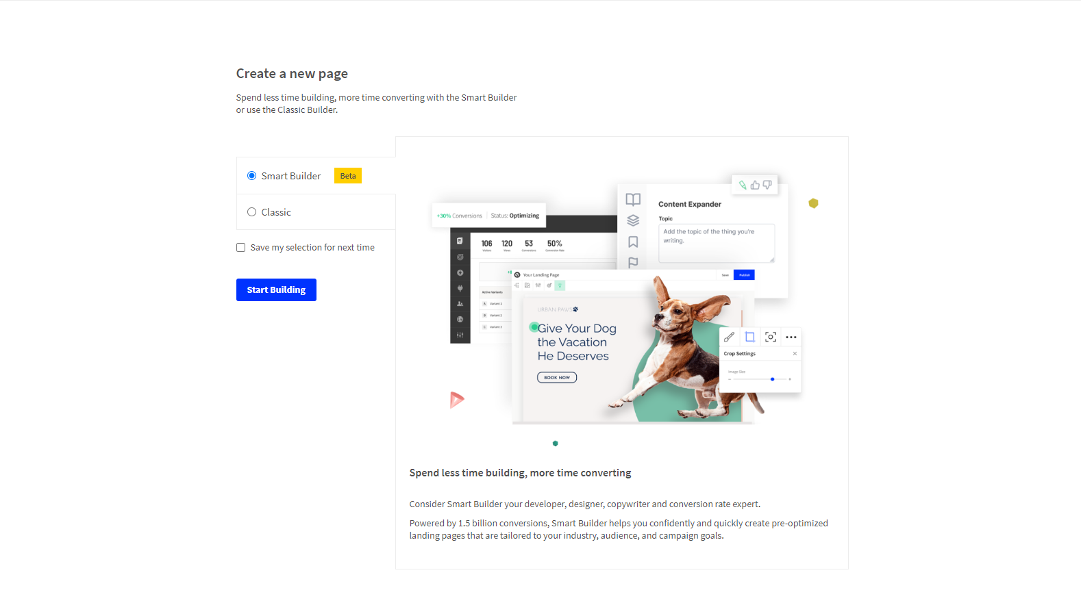 Choose unbounce builder