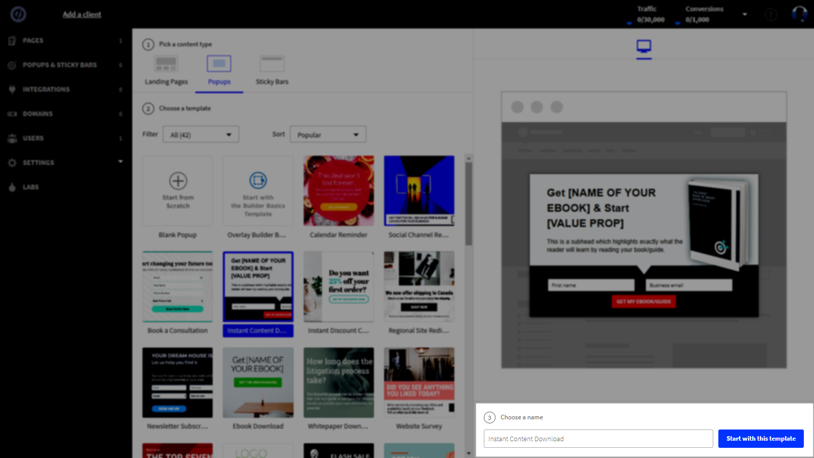 Start with the template unbounce review