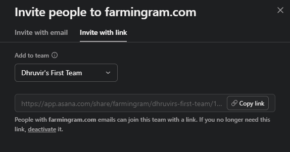 Custom invitation link in Asana Custom invitation link in Asana Asana vs monday