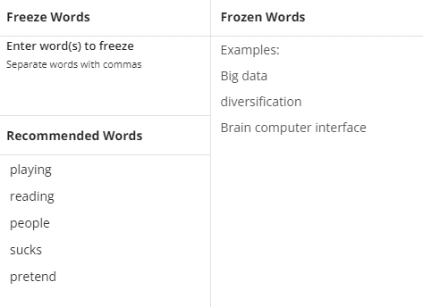Enter freeze words Enter freeze words