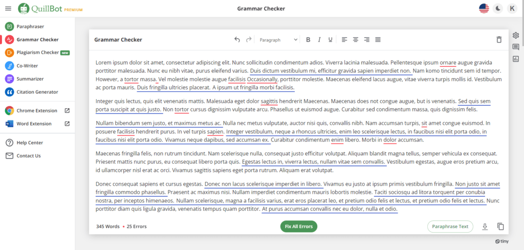 Errors in grammar checker Errors in grammar checker