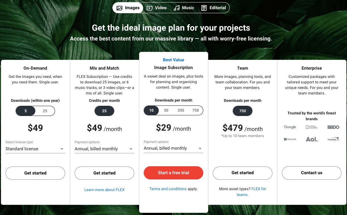Shutterstock Pricing Shutterstock Pricing Envato Alternative