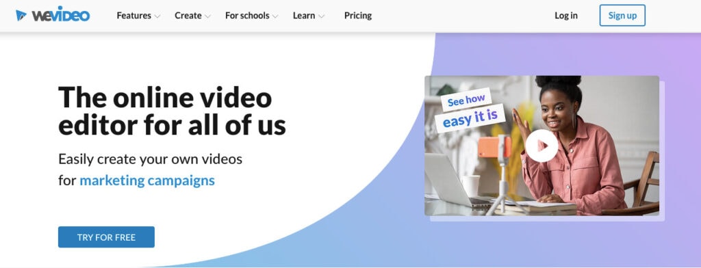 Wevideo WeVideo webiste homepage