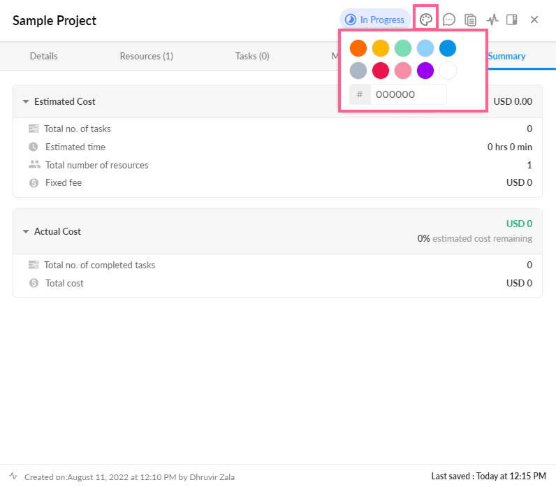 Color palette in project management Color palette in project management