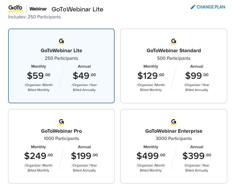 GoTo Webinar complete pricing GoTo Webinar complete pricing WebinarJam Alternative