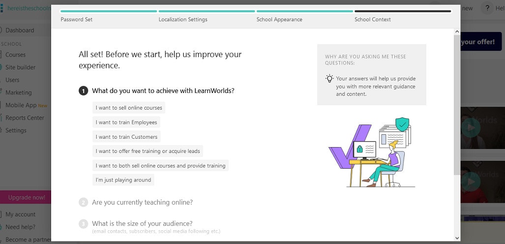 LearnWorlds step5 LearnWords step with questions