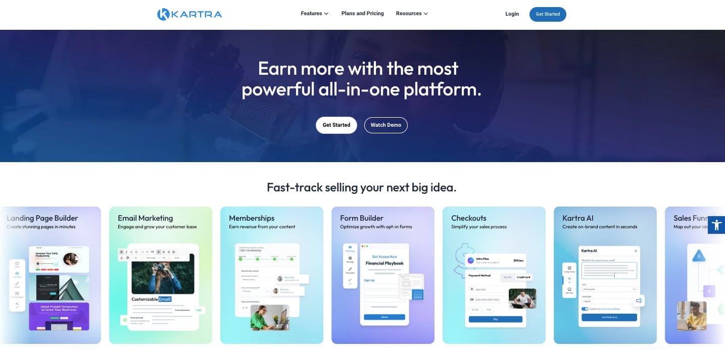 Kartra homepage Kartra homepage All-in-One Marketing Platform